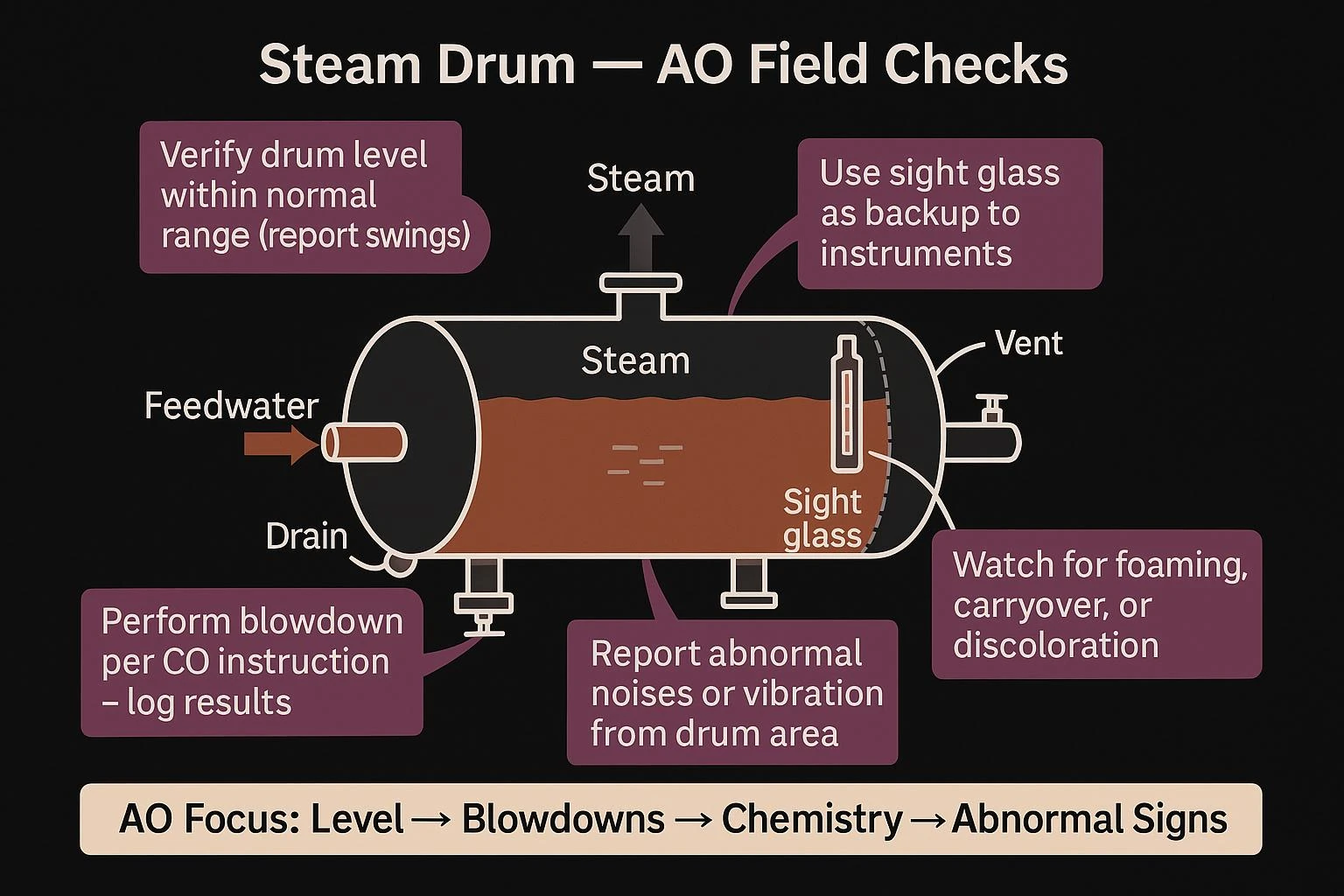 Steam drum AO field checks