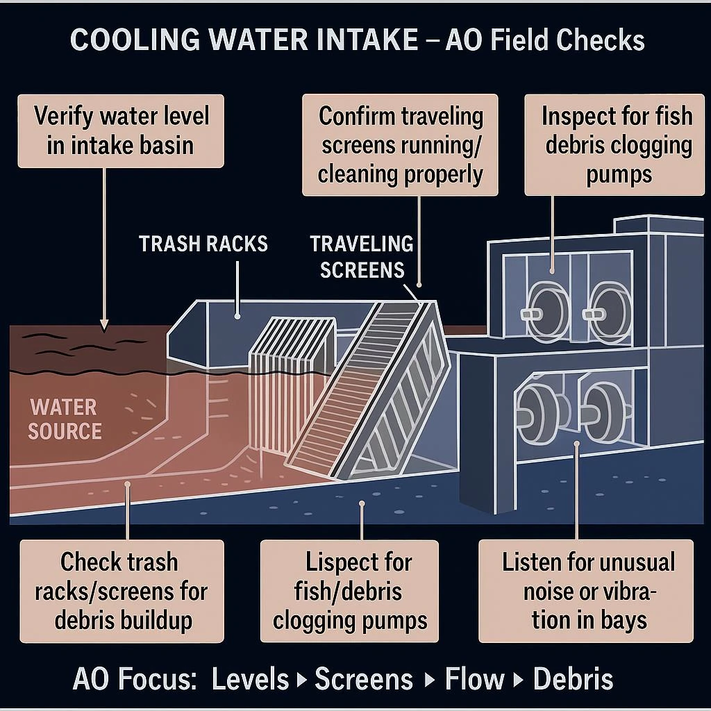 Cooling water intake AO field checks