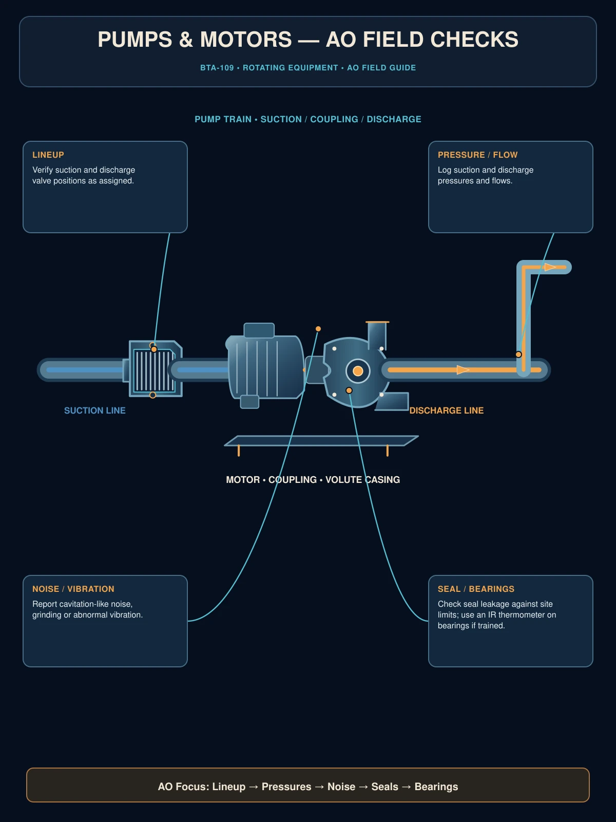Pumps and motors AO field checks